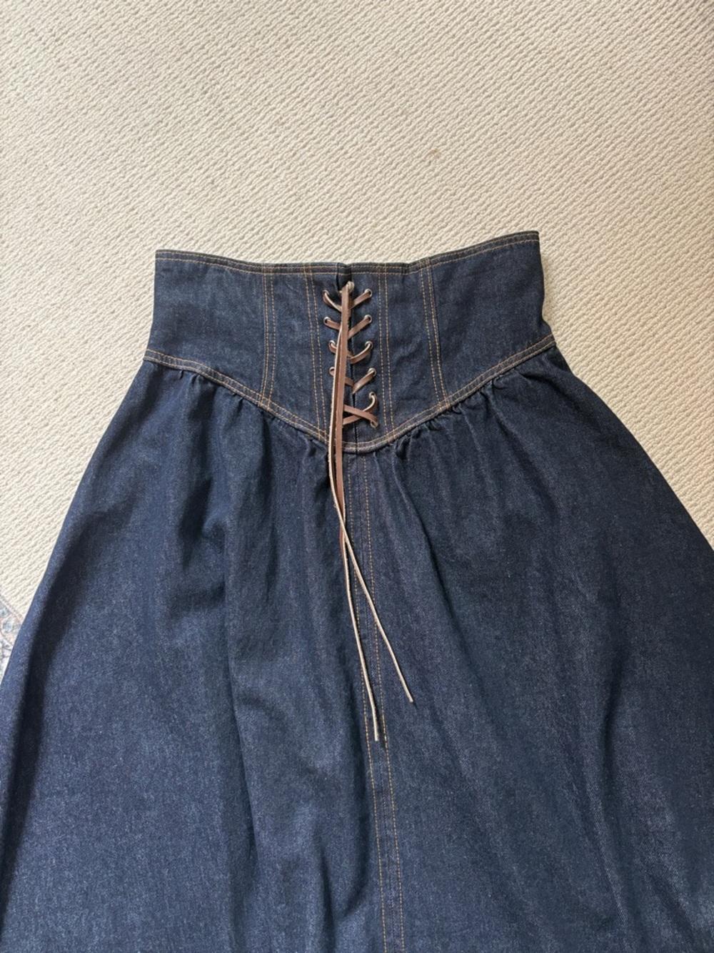 Pilcro Denim Lace-Up Drop Waist Midi Skirt NWOT - Picture 9 of 13